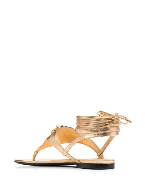 Valentino Garavani VLogo leather sandals - Gold - zdjęcie produktu nr 2