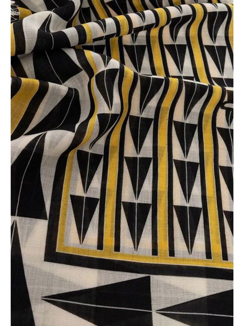 Lanvin geometric-print fringed scarf - Neutrals - zdjęcie produktu nr 2