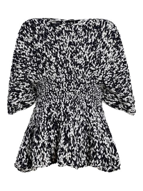 KHAITE Mathilde bubble-sleeve peplum top - Blue