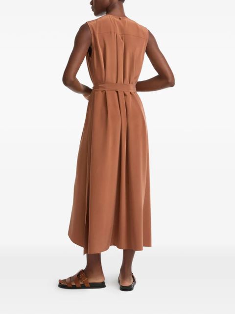 Yves Salomon sleeveless buttoned shirt midi dress - Brown