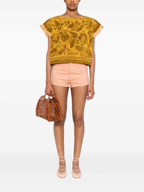 Chloé boat-neck jacquard top - Yellow