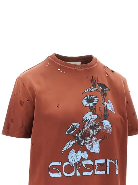 Golden Goose distressed-effect floral-print T-shirt - Brown - zdjęcie produktu nr 2