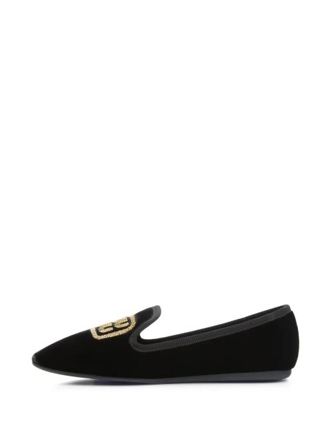 Miu Miu logo-embroidered slippers - Black