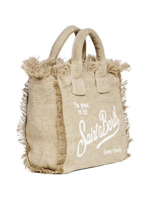 MC2 Saint Barth mini Vanity frayed linen tote bag - Neutrals