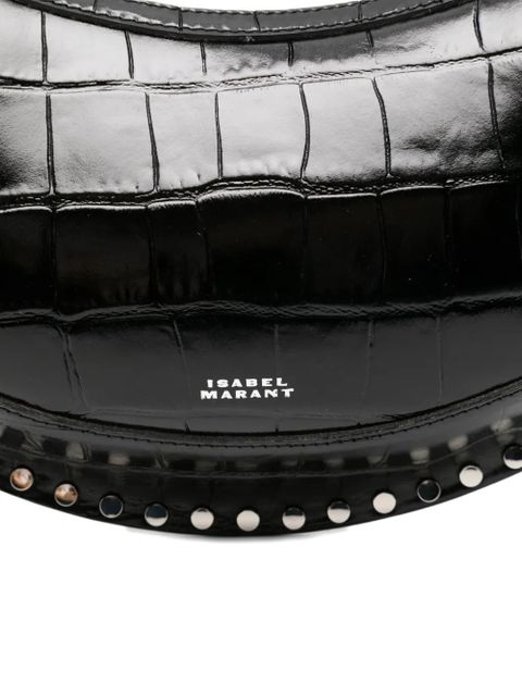 ISABEL MARANT crocodile-embossed studded shoulder bag - Black