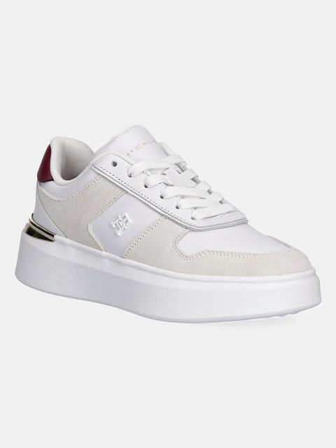 Tommy Hilfiger sneakersy skórzane TH FASHION COURT MIX SNEAKER damskie kolor biały FW0FW08632 - zdjęcie produktu nr 1