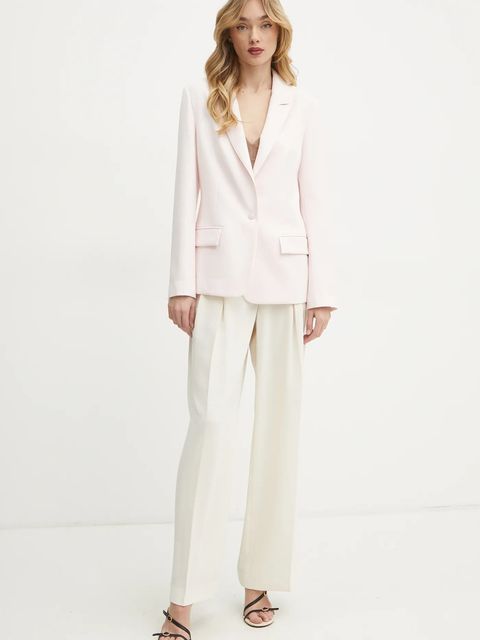 Guess marynarka SOLENE kolor różowy jednorzędowa gładka W5RN46 WFWX2