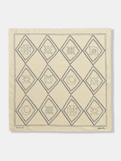 Nanushka apaszka jedwabna kolor beżowy wzorzysta NU25PFSC00305 - zdjęcie produktu nr 1