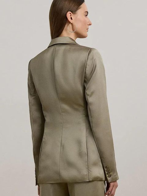 Lauren Ralph Lauren marynarka kolor brązowy dwurzędowa gładka 200963667 - zdjęcie produktu nr 2