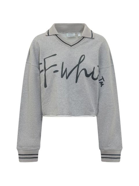 Off-White cropped script sweatshirt - Grey - zdjęcie produktu nr 1