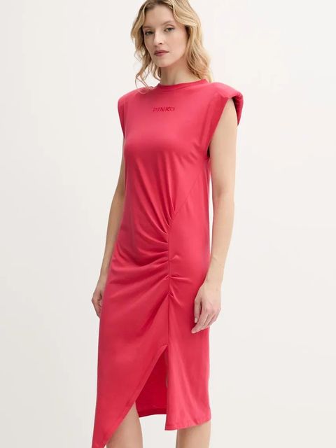 Pinko sukienka bawełniana kolor czerwony midi dopasowana 104614 A2HE - zdjęcie produktu nr 1