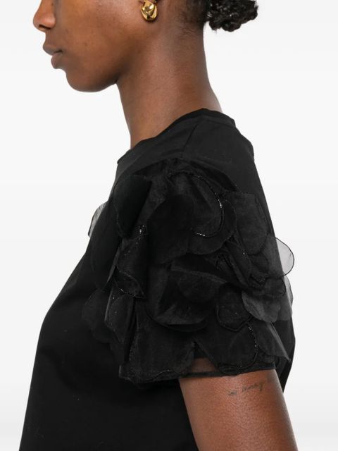 Max Mara Mseeditti ruffled-sleeve T-shirt - Black