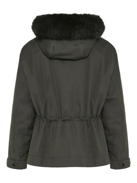 Yves Salomon fur-trimmed drawstring-hood coat - Green