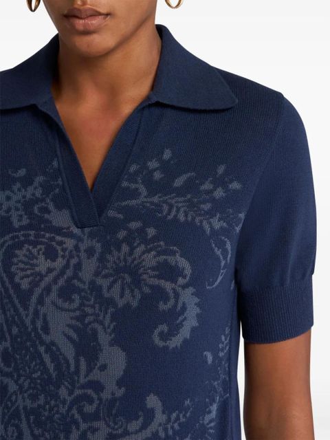 ETRO paisley-jacquard polo top - Blue