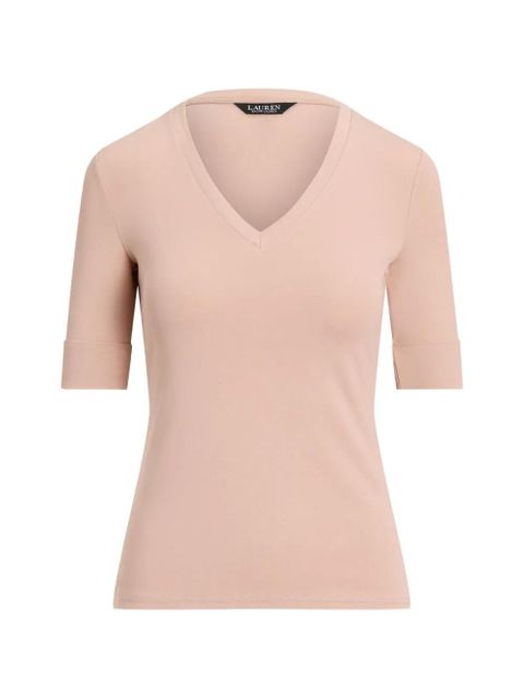 Lauren Ralph Lauren V-neck cuffed-sleeve T-shirt - Neutrals - zdjęcie produktu nr 1