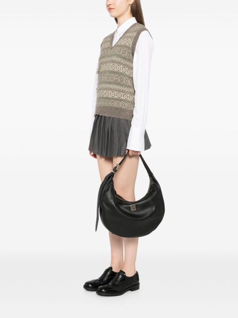 Miu Miu logo-appliqué leather tote bag - Black