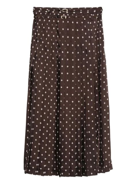SANDRO pleated patterned midi skirt - Brown - zdjęcie produktu nr 1