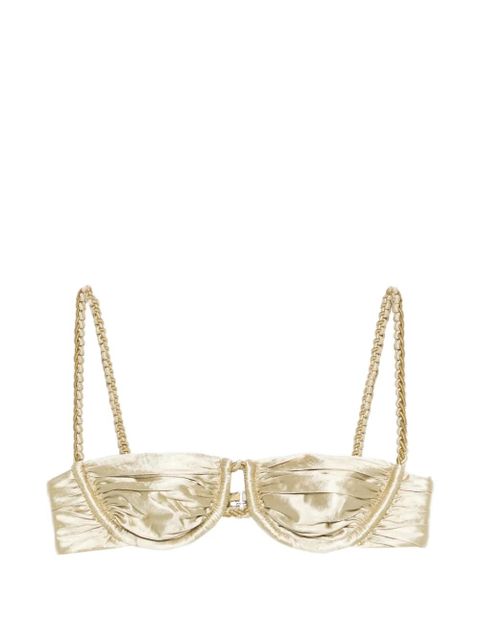 Isa Boulder ruched weave bikini top - Gold - zdjęcie produktu nr 1