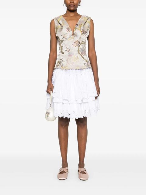 Simone Rocha broderie-anglaise tiered mini skirt - White
