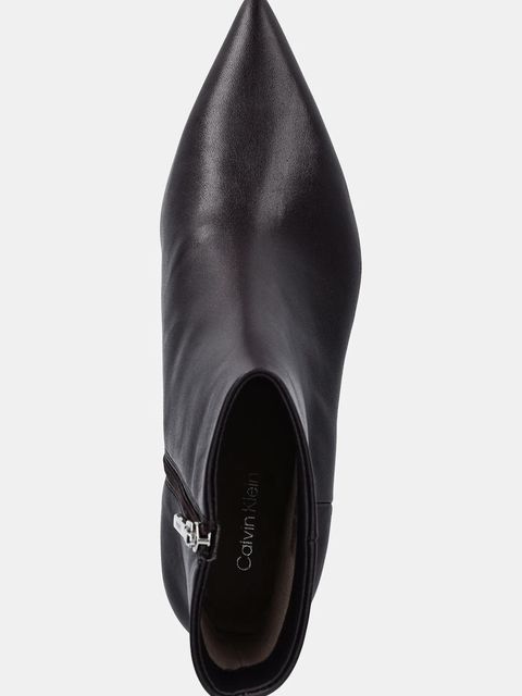 Calvin Klein botki skórzane ESS KITTEN HEEL ANKLE BOOT kolor brązowy na szpilce HW0HW02586
