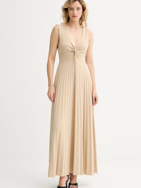 Answear.LAB sukienka kolor złoty maxi rozkloszowana - zdjęcie produktu nr 2