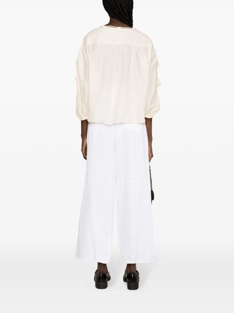 PINKO ruffled-detailing drawstring blouse - Neutrals