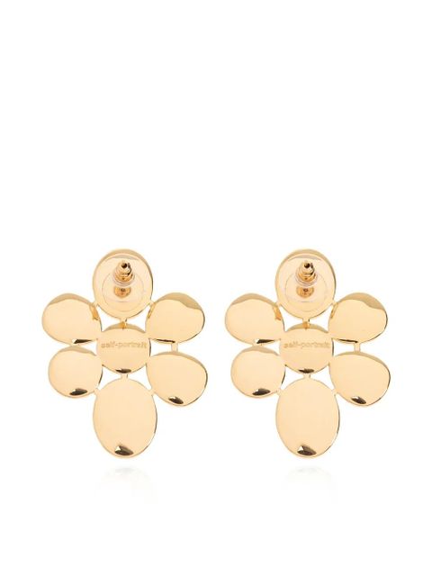 Self-Portrait faux-pearl earrings - Gold