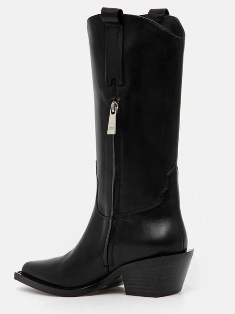 Miss Sixty kozaki skórzane damskie kolor czarny na słupku 6L3QJ8970000