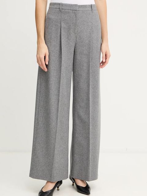 BOSS spodnie z wełną damskie kolor szary proste high waist 50548280 - zdjęcie produktu nr 1