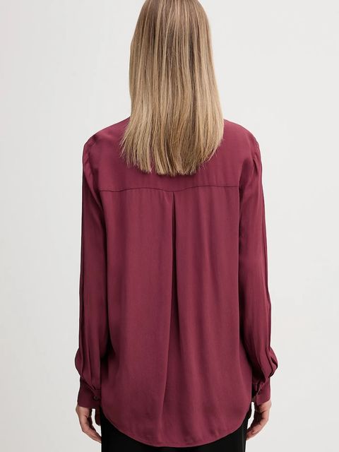 Sisley koszula damska kolor bordowy regular z kołnierzykiem klasycznym 5IDTLQ09G