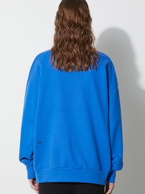 Pangaia bluza bawełniana kolor niebieski z nadrukiem