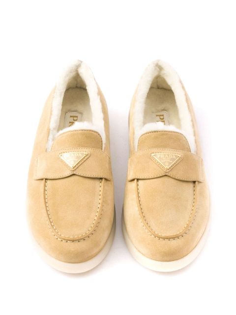 Prada Suede and shearling loafers - Neutrals