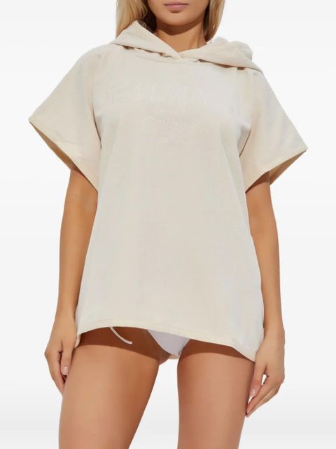 Balmain hooded logo poncho - Neutrals