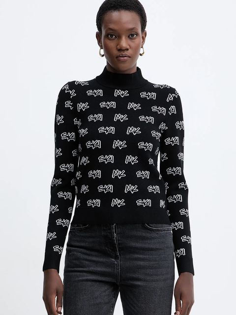 MICHAEL Michael Kors sweter damski kolor czarny lekki z półgolfem MF561COK0M