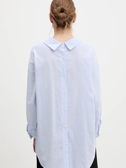 Answear.LAB koszula lniana damska kolor niebieski relaxed z kołnierzykiem klasycznym - zdjęcie produktu nr 2