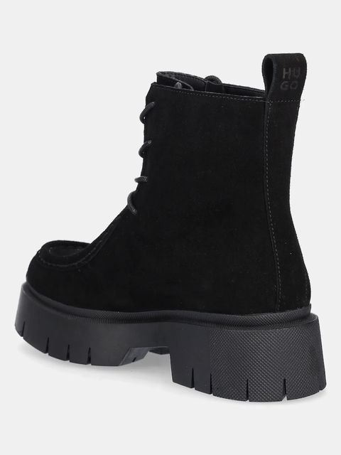 HUGO botki zamszowe Kris damskie kolor czarny na platformie 50552733