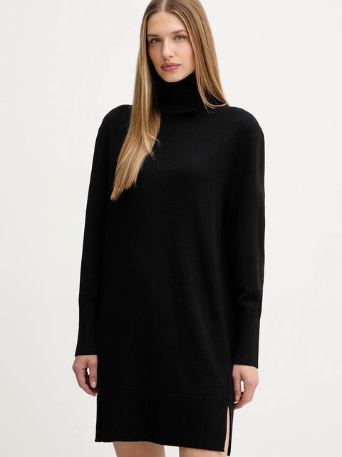 BOSS Orange sukienka z dodatkiem wełny C_Feringatessa kolor czarny mini prosta 50550493