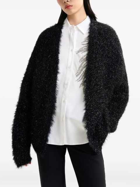 Essentiel Antwerp Ileast textured metallic-effect cardigan - Black