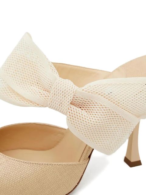 Jimmy Choo 100mm Brook bow pointed mules - Neutrals