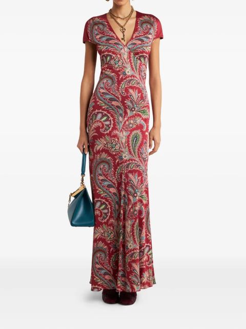 ETRO paisley-print short-sleeved maxi dress - Red - zdjęcie produktu nr 2
