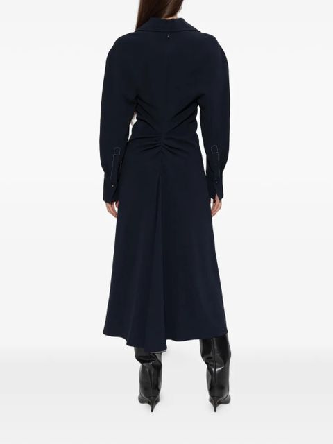 Victoria Beckham collared long-sleeve dress - Blue