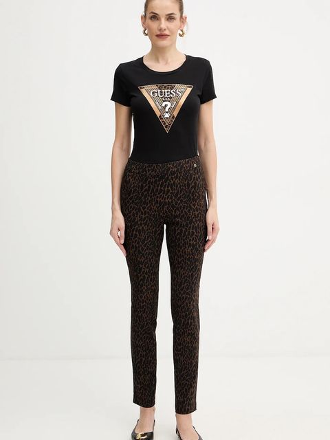 Guess spodnie CRETA damskie kolor brązowy fason cygaretki medium waist W5BB18 W2362 - zdjęcie produktu nr 2