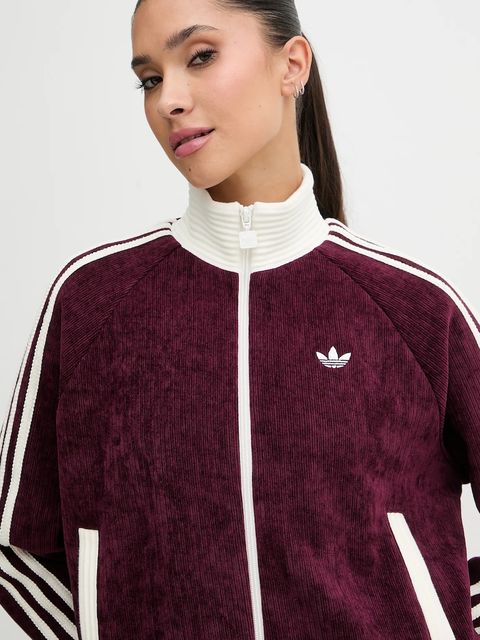 adidas Originals bluza welurowa Velour damska kolor bordowy z aplikacją KS0400