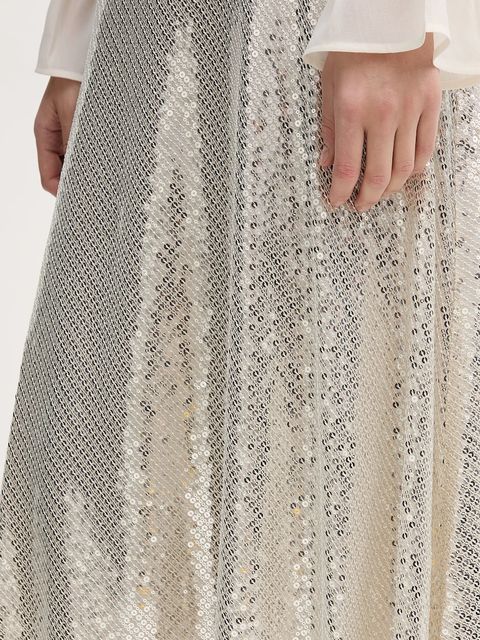 OUI spódnica kolor srebrny midi rozkloszowana 96029