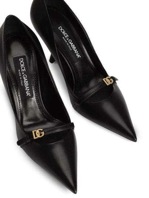 Dolce & Gabbana 90MM leather pointed-toe pumps - Black