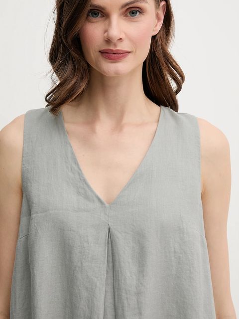 United Colors of Benetton sukienka lniana kolor szary mini rozkloszowana 4AGHDV0AX