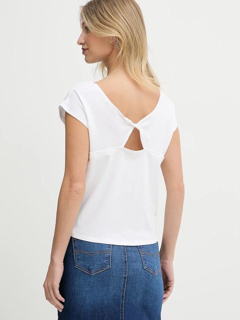 Pepe Jeans t-shirt bawełniany damski kolor biały odkryte plecy PL506117