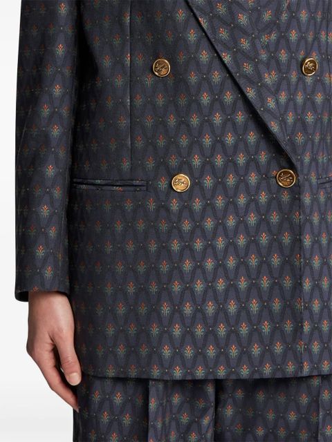 ETRO double-breasted wool jacquard jacket - Blue