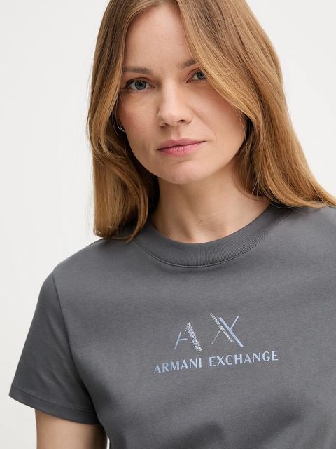 Armani Exchange t-shirt bawełniany damski kolor szary XW001345 AF16356 - zdjęcie produktu nr 2