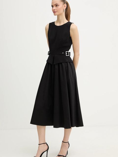 Karl Lagerfeld sukienka kolor czarny midi rozkloszowana B1W13023